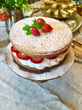 Victoria Cake with Rhubarb Jam