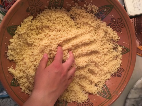 rake grains with your fingers
